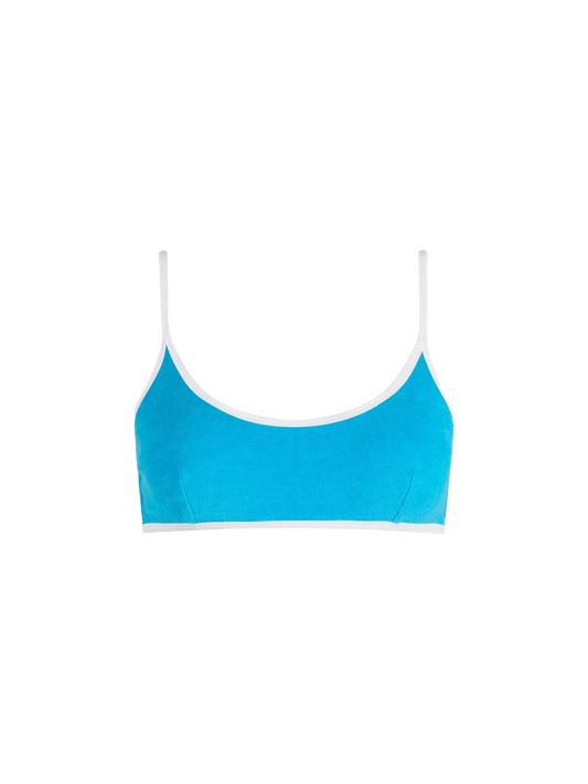 Woman terry bralette beach top Judy with piping