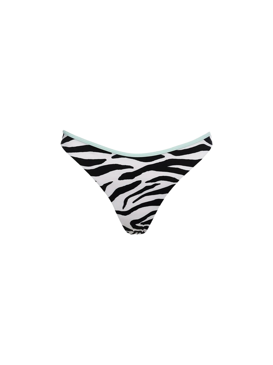 Woman zebra cheeky swim briefs Naomi with piping