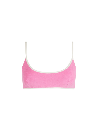 Woman terry bralette beach top Judy with piping