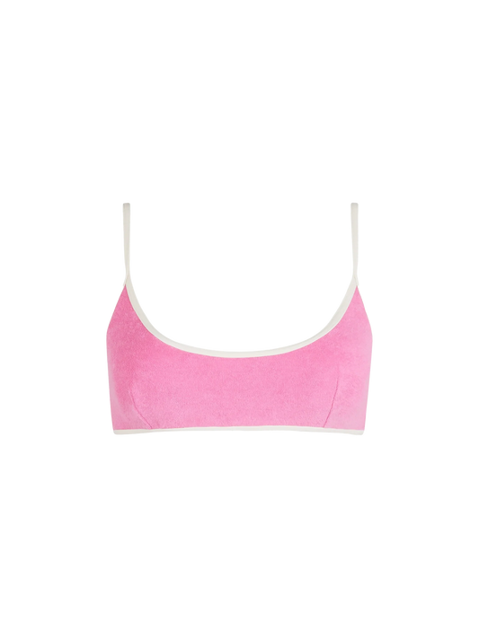 Woman terry bralette beach top Judy with piping