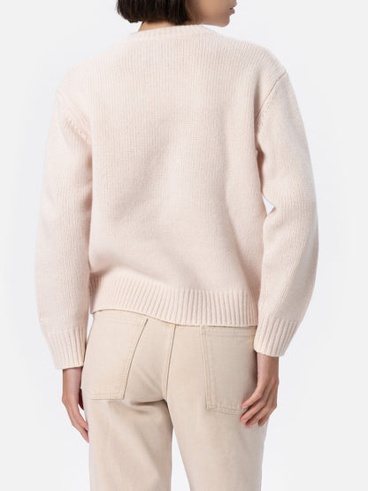 Woman white fair isle sweater Kyla with Cortina jacquard