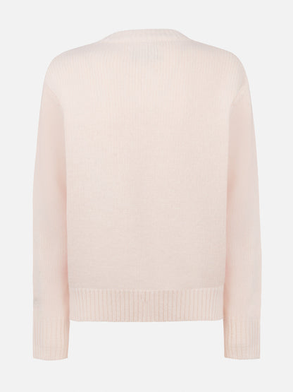 Woman white fair isle sweater Kyla with Cortina jacquard