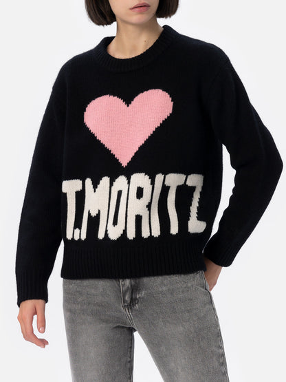 Woman black fair isle sweater Kyla with St. Moritz jacquard