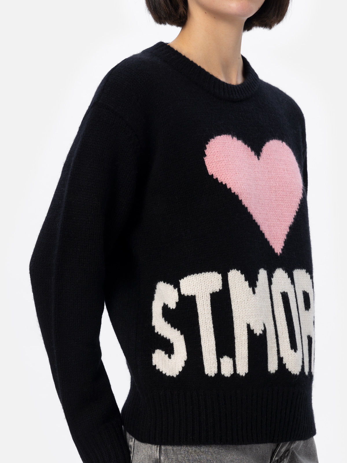 Woman black fair isle sweater Kyla with St. Moritz jacquard