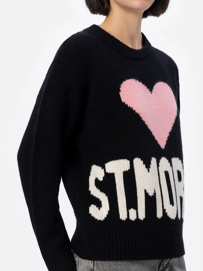 Woman black fair isle sweater Kyla with St. Moritz jacquard
