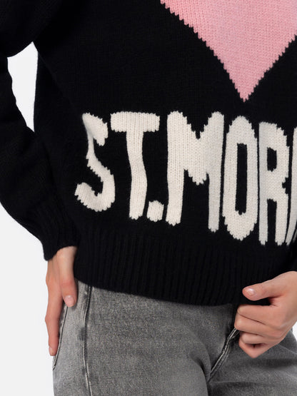 Woman black fair isle sweater Kyla with St. Moritz jacquard