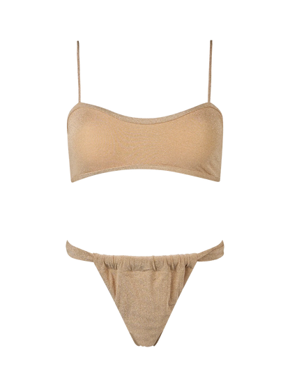 Woman lurex scooped bikini swimsuit Laryn Noelle