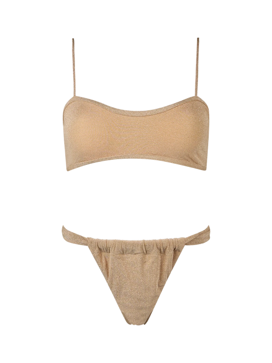 Woman lurex scooped bikini swimsuit Laryn Noelle