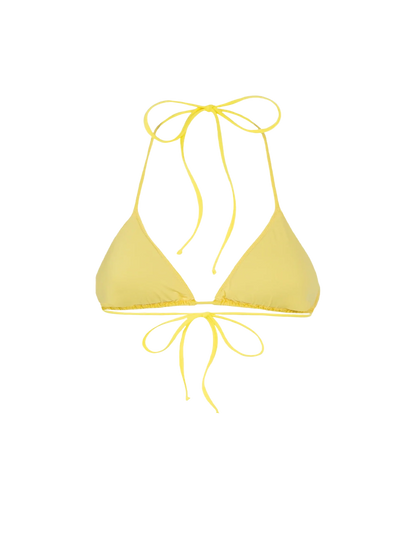 Woman pale yellow triangle top swimsuit Leah