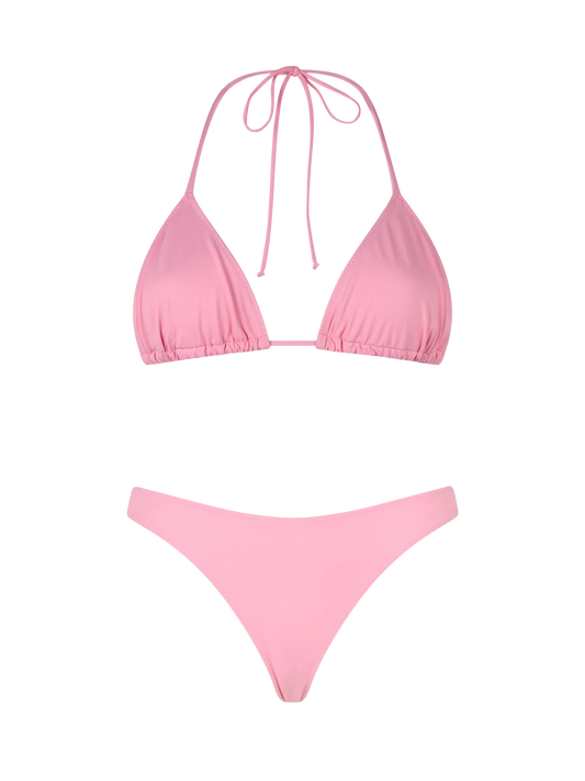 Woman pink classic triangle bikini Leah Naomi
