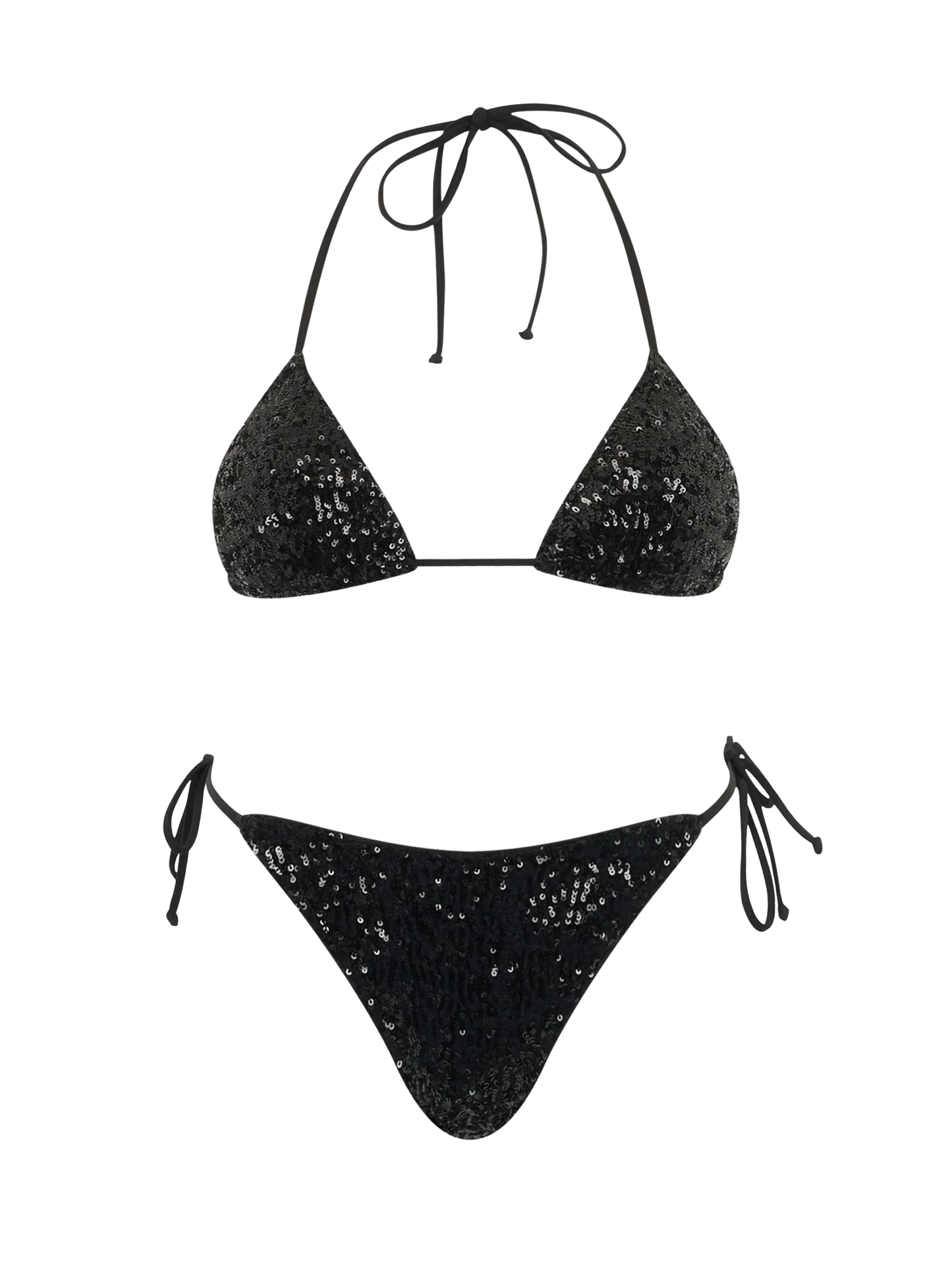 Woman black sequins triangle bikini Leah Marielle