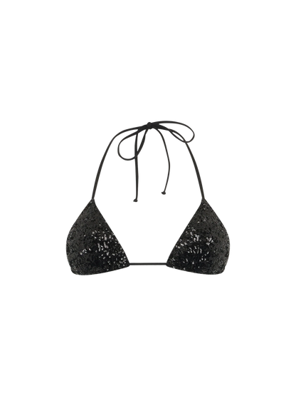 Woman black sequins triangle top Leah