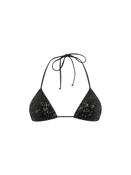 Woman black sequins triangle top Leah