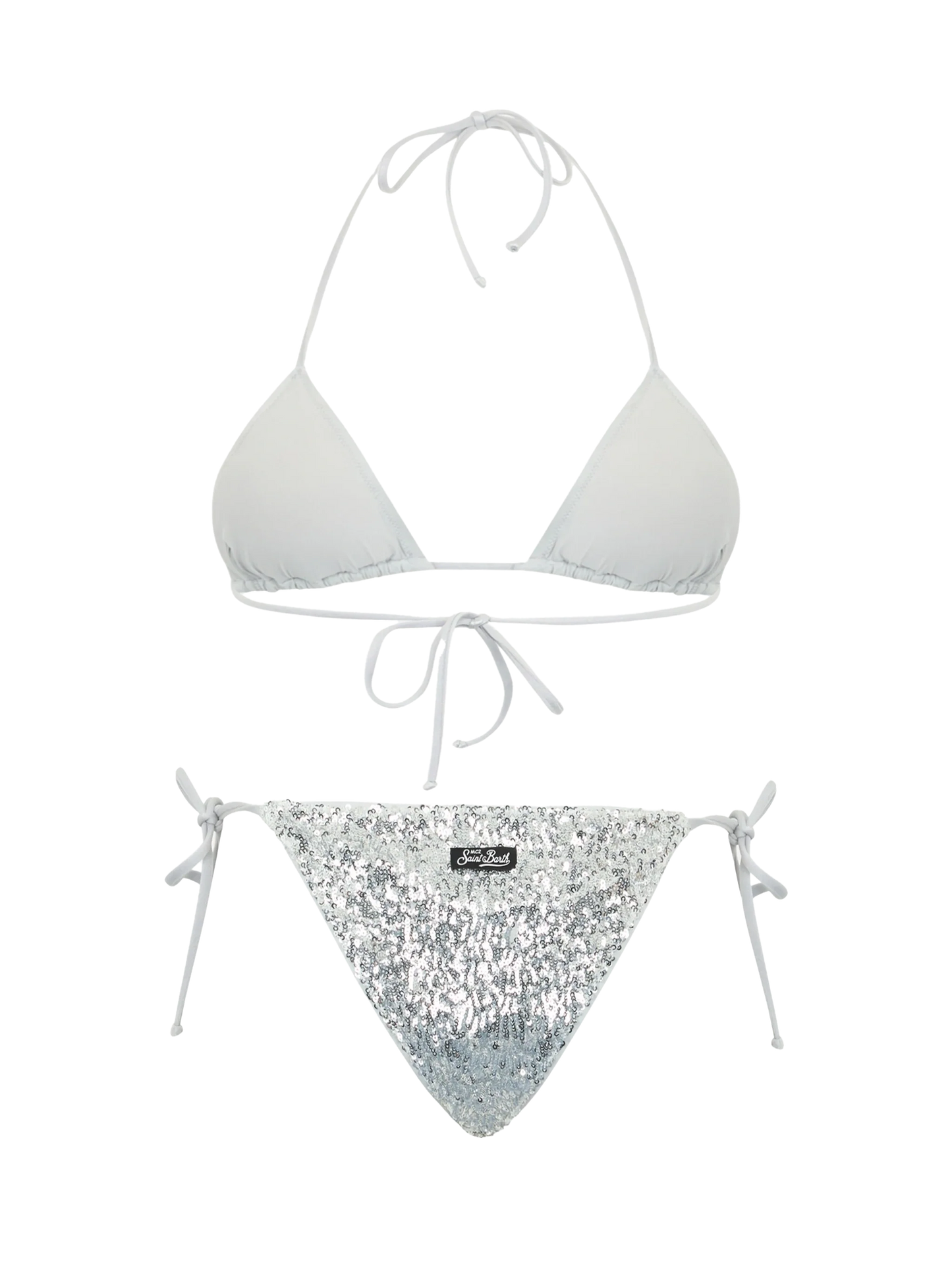 Woman silver sequins triangle bikini Leah Marielle