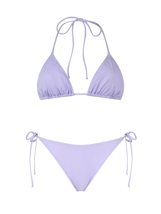 Woman lilac classic triangle bikini Leah Virgo