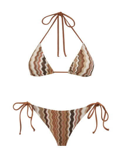 Raschel knit classic bikini Leah Virgo with wave pattern