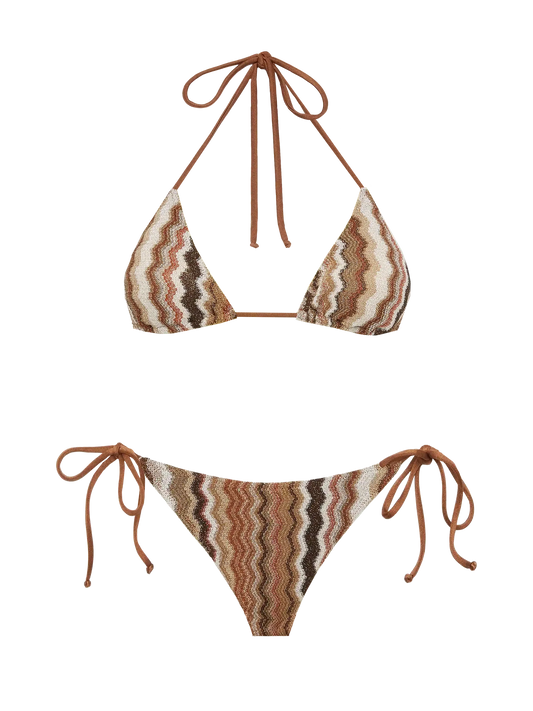 Raschel knit classic bikini Leah Virgo with wave pattern