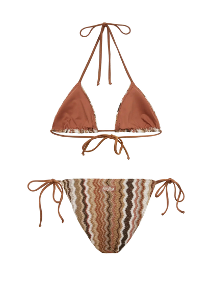 Raschel knit classic bikini Leah Virgo with wave pattern
