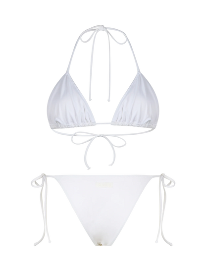 Woman white triangle bikini Leah Marielle