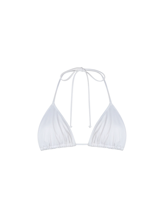Woman white triangle top swimsuit Leah