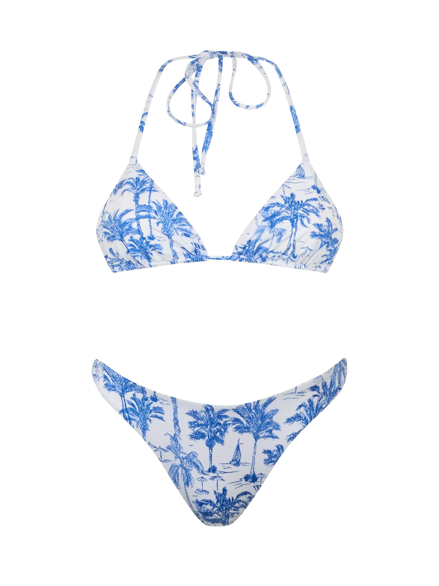 Woman toile de jouy triangle bikini Leah Naomi