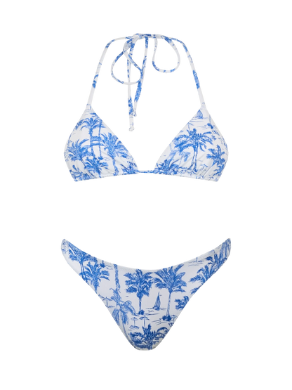 Woman toile de jouy triangle bikini Leah Naomi