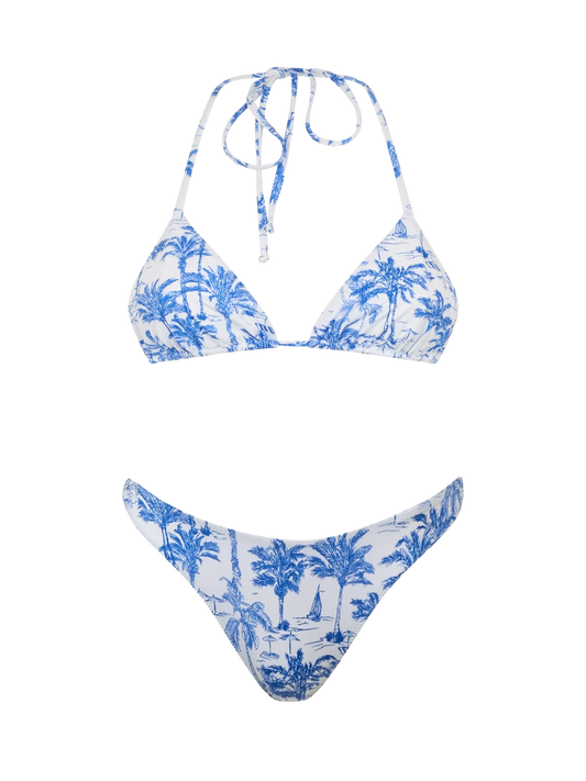 Woman toile de jouy triangle bikini Leah Naomi