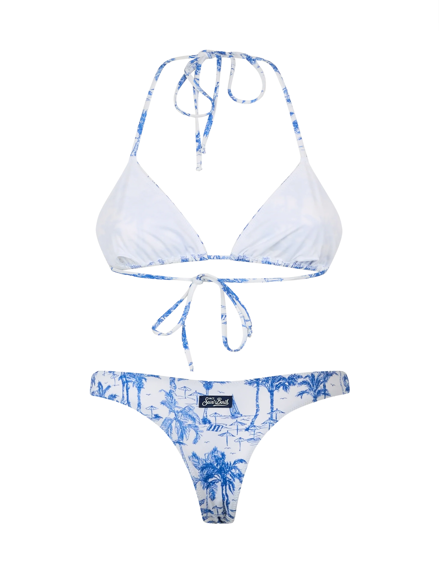 Woman toile de jouy triangle bikini Leah Naomi