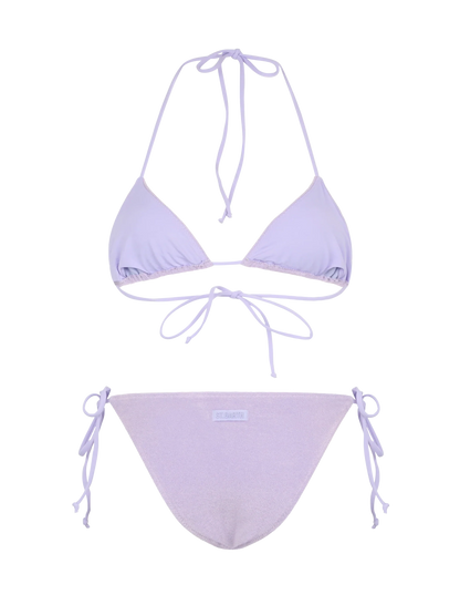 Woman lilac terry triangle bikini Leah Virgo