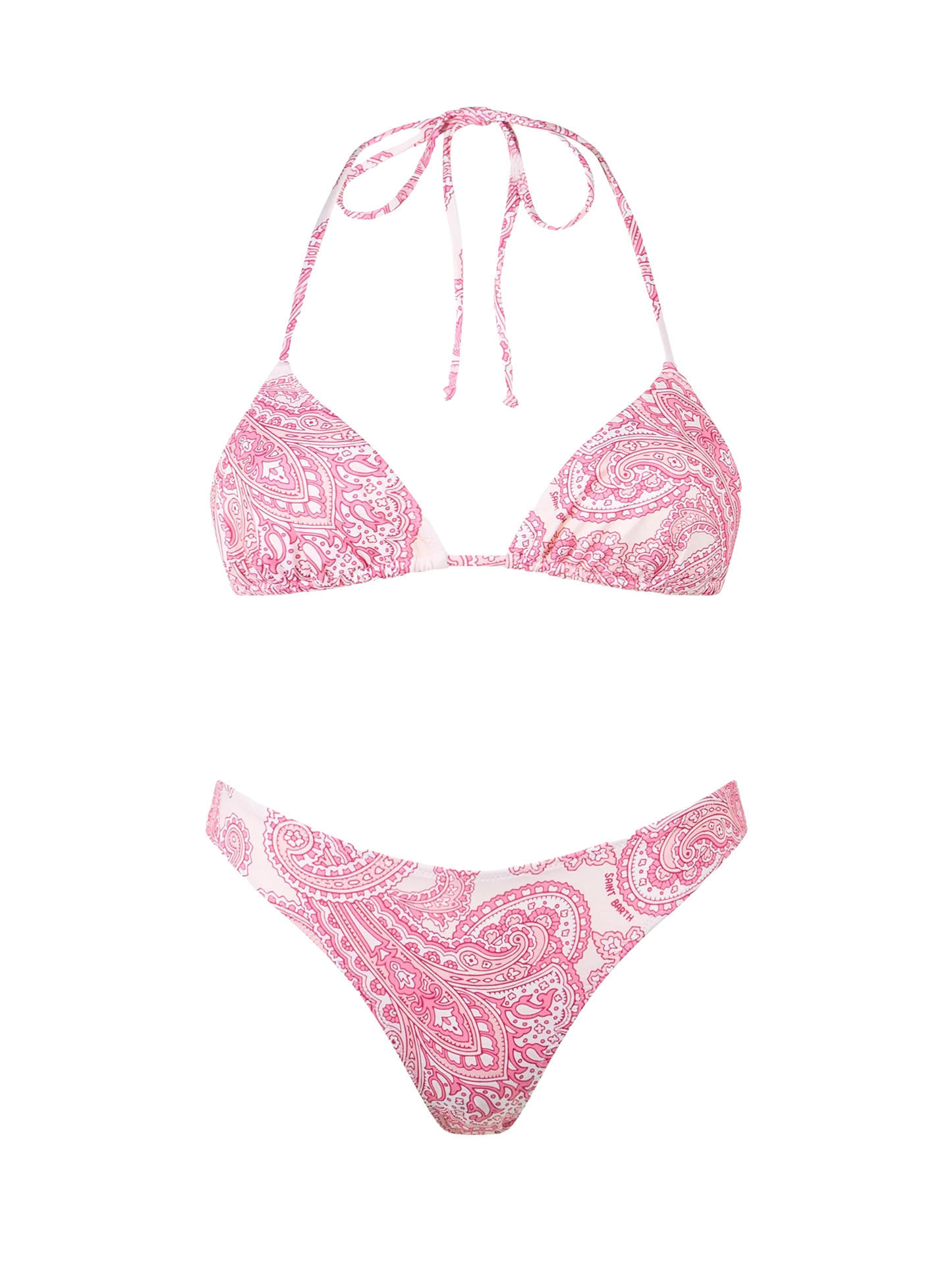 Woman pink paisley triangle bikini Leah Lido