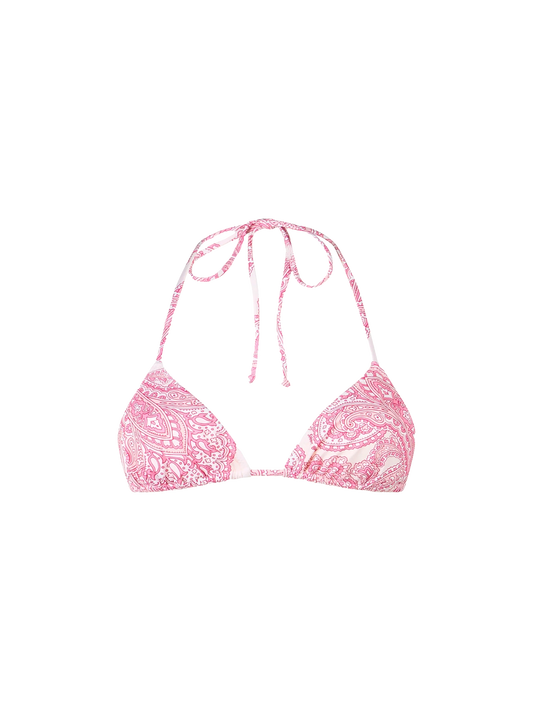 Woman pink paisley triangle top swimsuit Leah