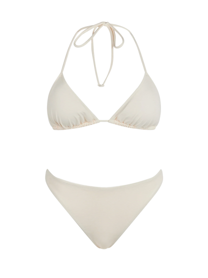 Woman cream triangle bikini Leah Naomi