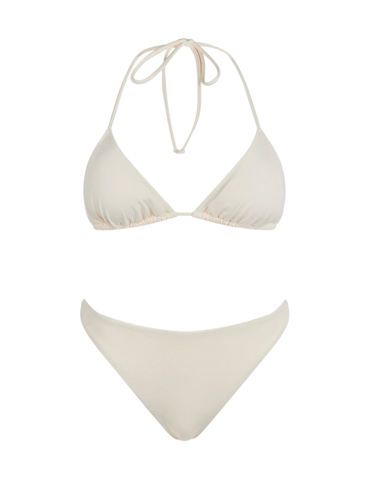 Woman cream triangle bikini Leah Naomi