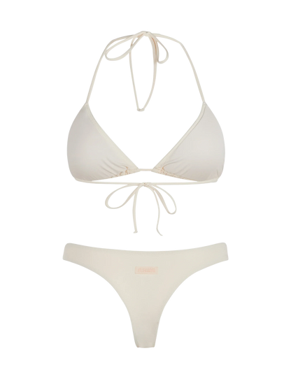 Woman cream triangle bikini Leah Naomi
