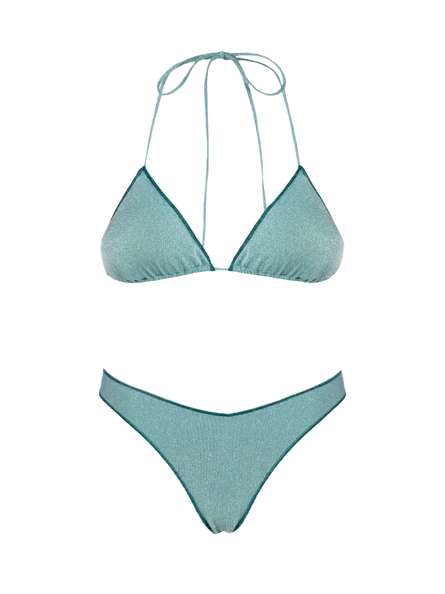 Woman water green lurex triangle bikini Leah Naomi