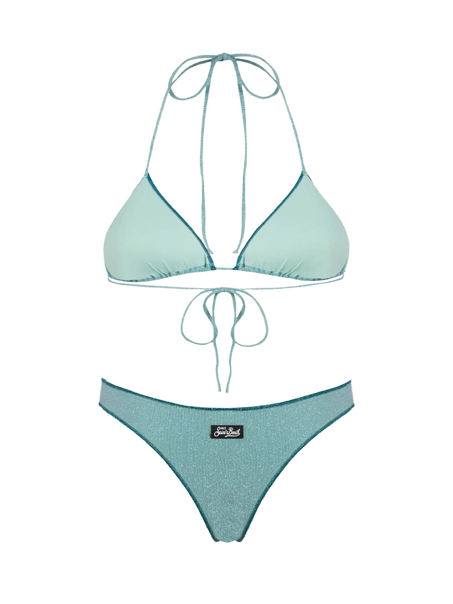 Woman water green lurex triangle bikini Leah Naomi