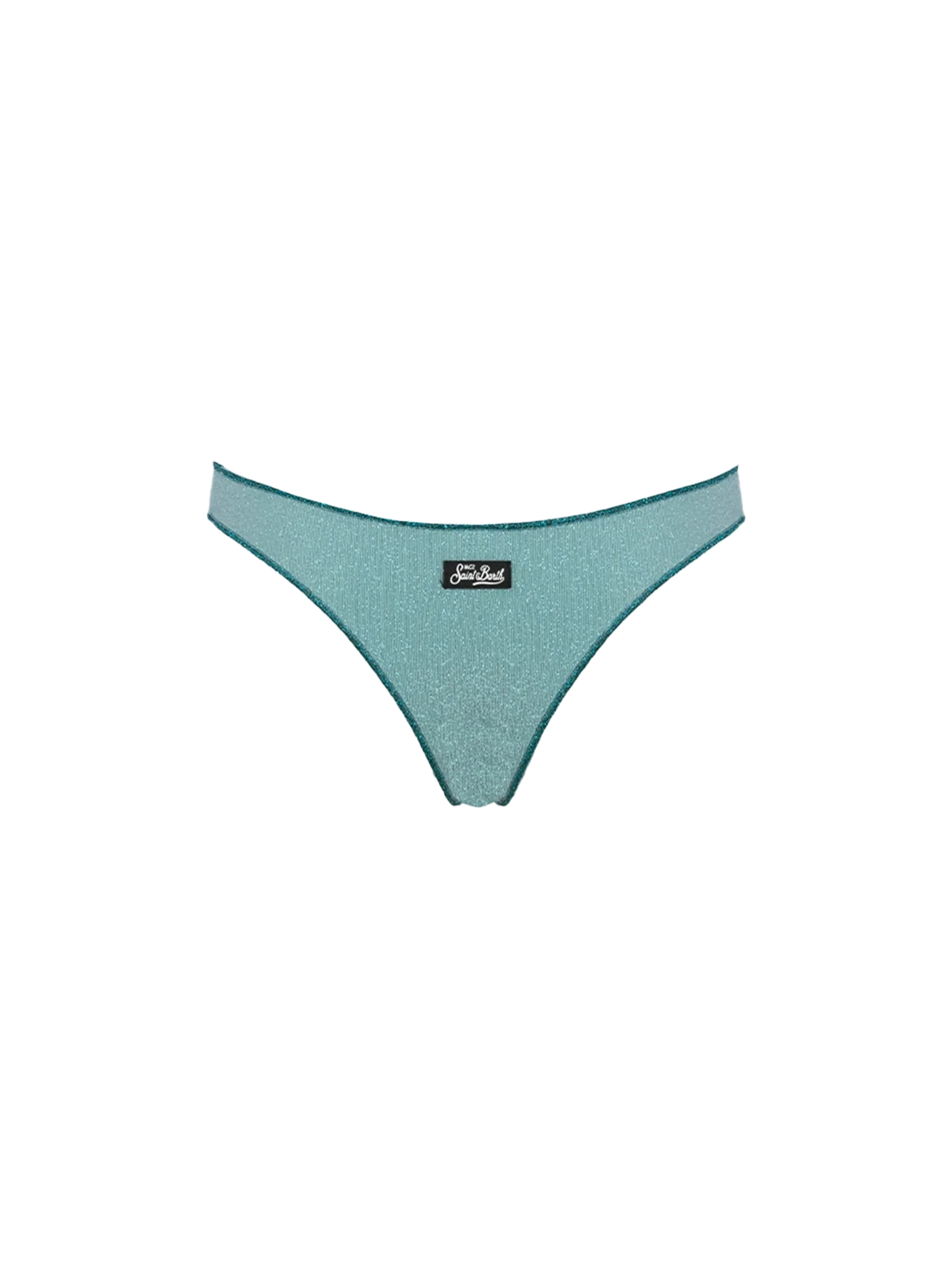 Woman water green lurex cheeky swim briefs Naomi