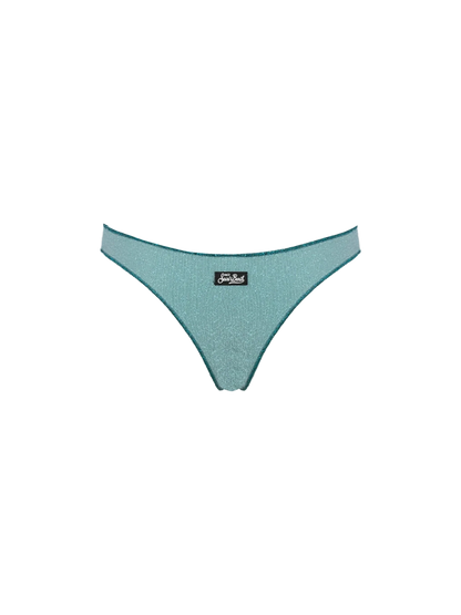 Woman water green lurex cheeky swim briefs Naomi