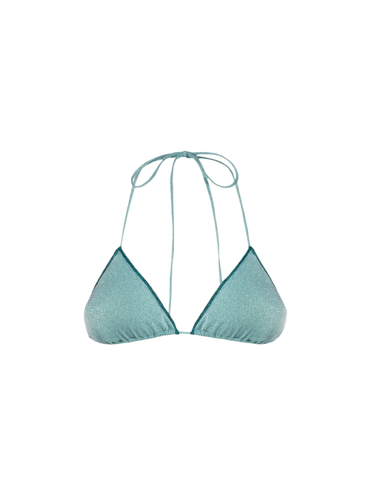 Woman water green lurex triangle top swimsuit Leah