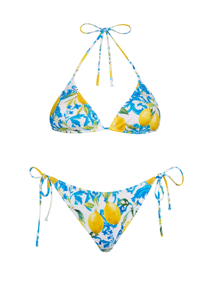 Triangle bikini Leah Virgo with majolica print