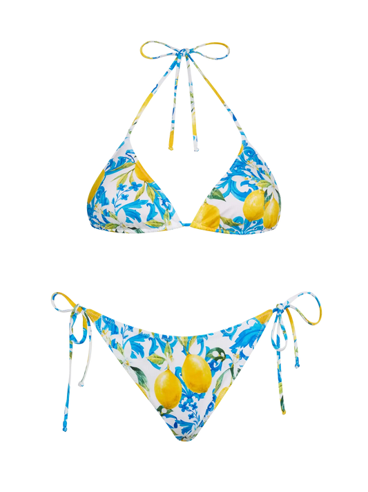 Triangle bikini Leah Virgo with majolica print