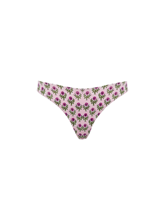 Woman pink flower classic swim briefs Lido