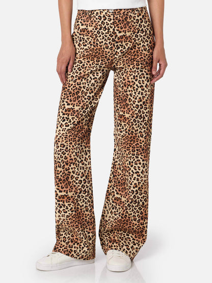 Woman corduroy pants Lisbeth with leopard print
