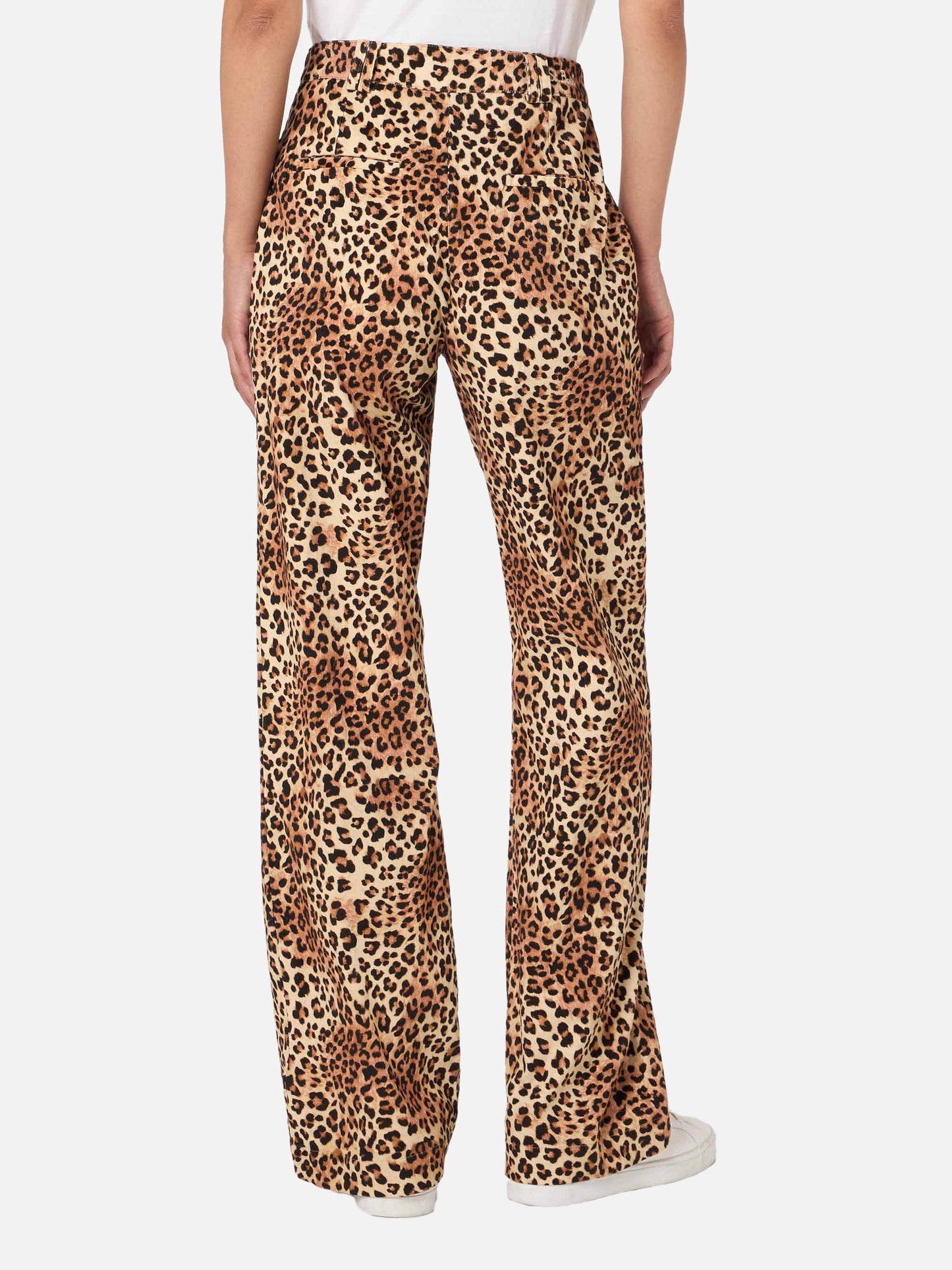 Woman corduroy pants Lisbeth with leopard print