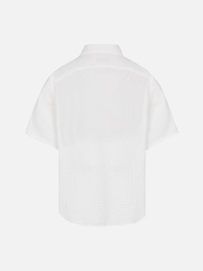 White cotton gauze polo shirt Madeira