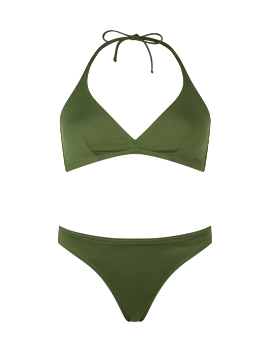 Woman military green triangle bralette bikini Gaia Maia