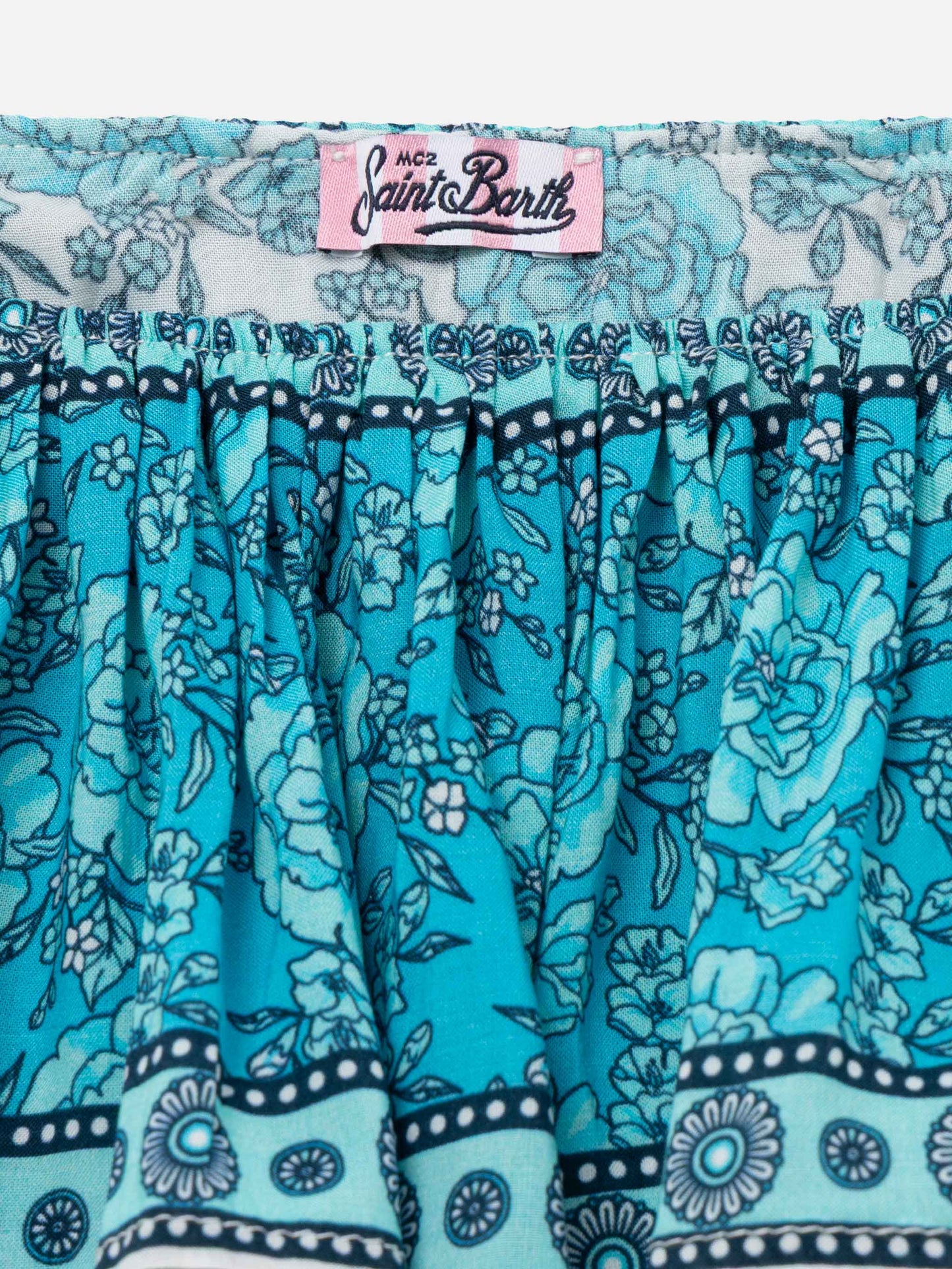 Ruffled crop top Mandy with boho flower print
