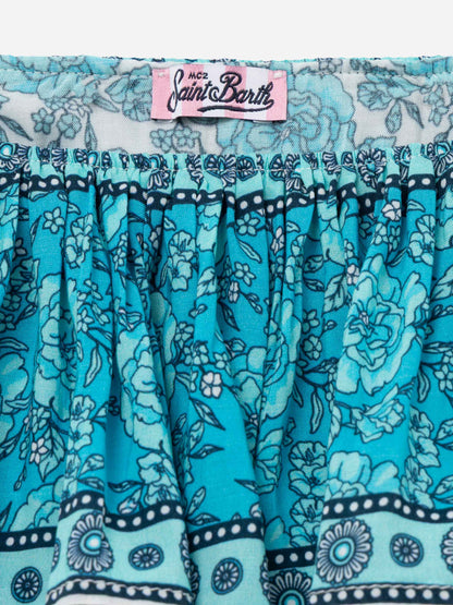 Ruffled crop top Mandy with boho flower print
