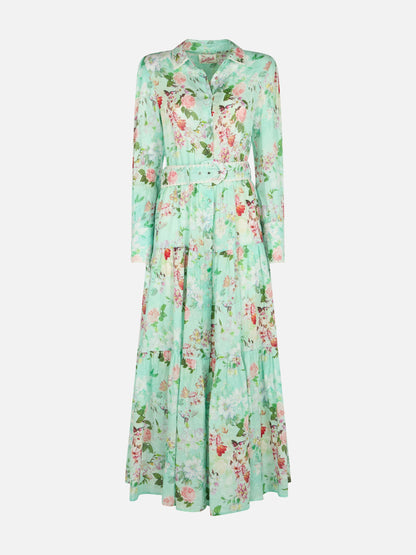 Woman linen dress Marbella with flower print