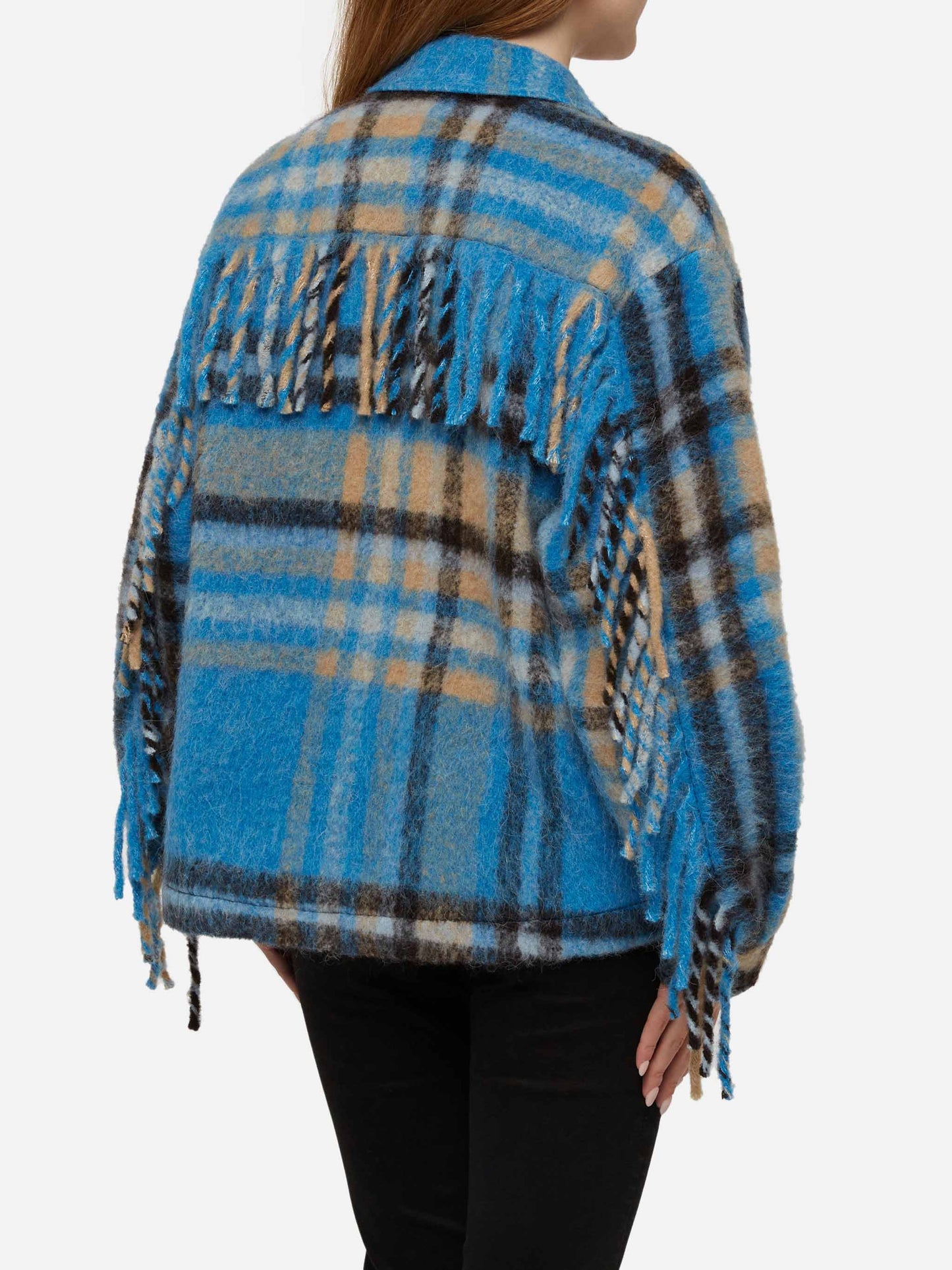 Woman overshirt jacket with fringes